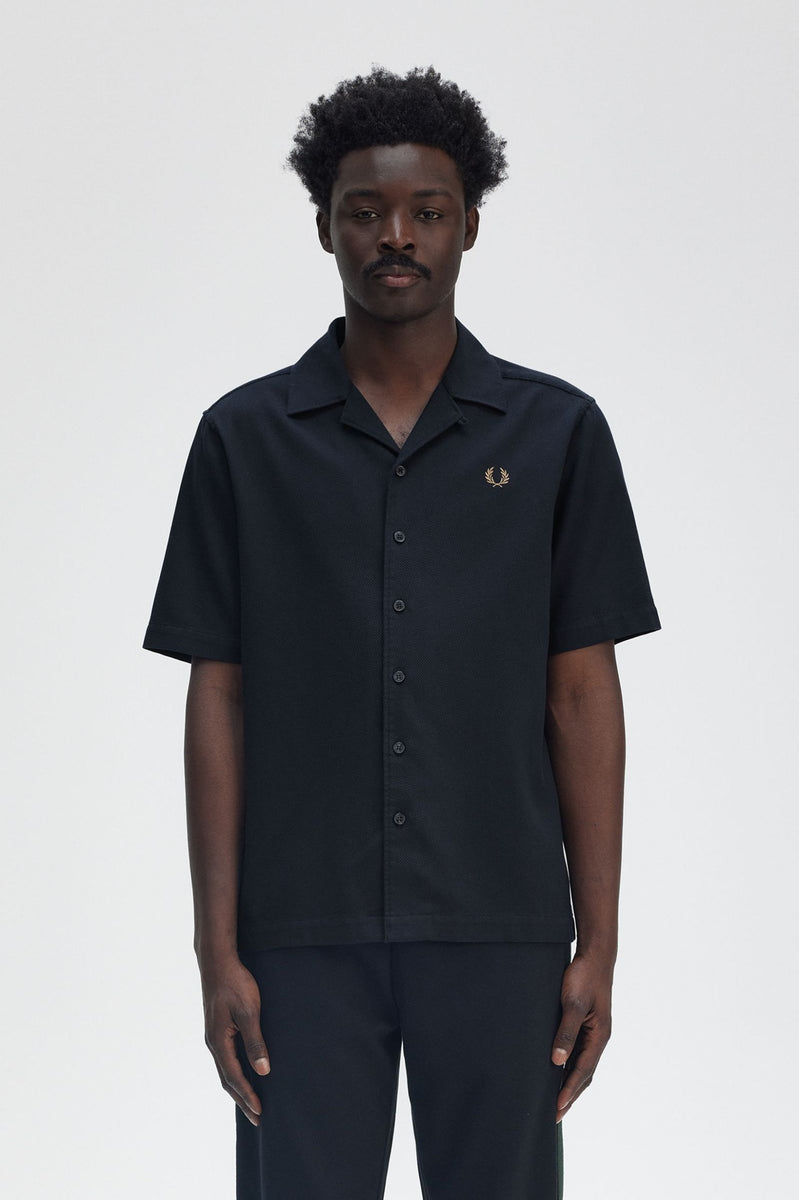 Fred perry Pique Texture Revere Collar Shirt Navy – BND Apparel