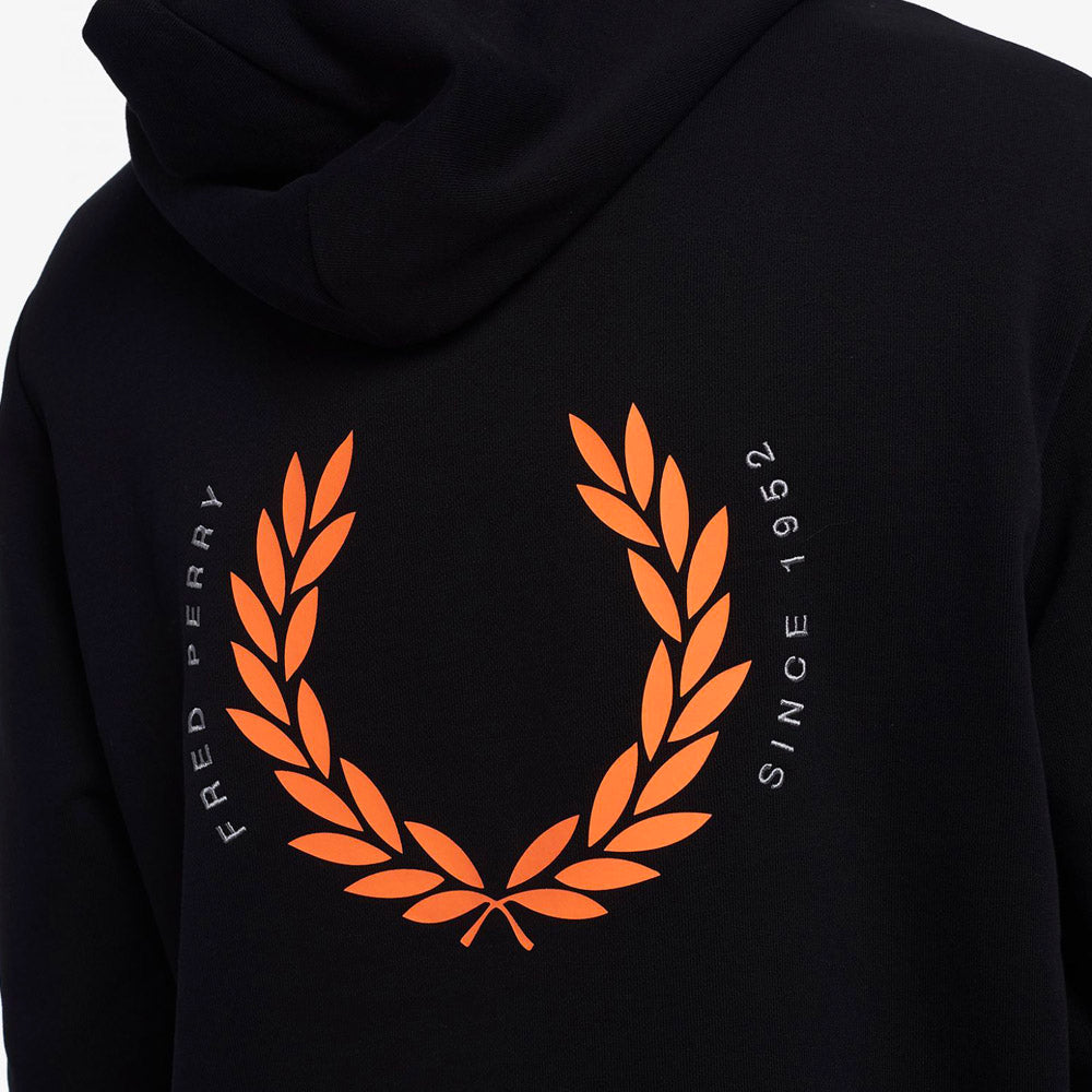 【大人フーディ】FRED PERRY Emblem Logo Hoodie Fred Perry Advantage Perry Logo Black Hoodie (Special