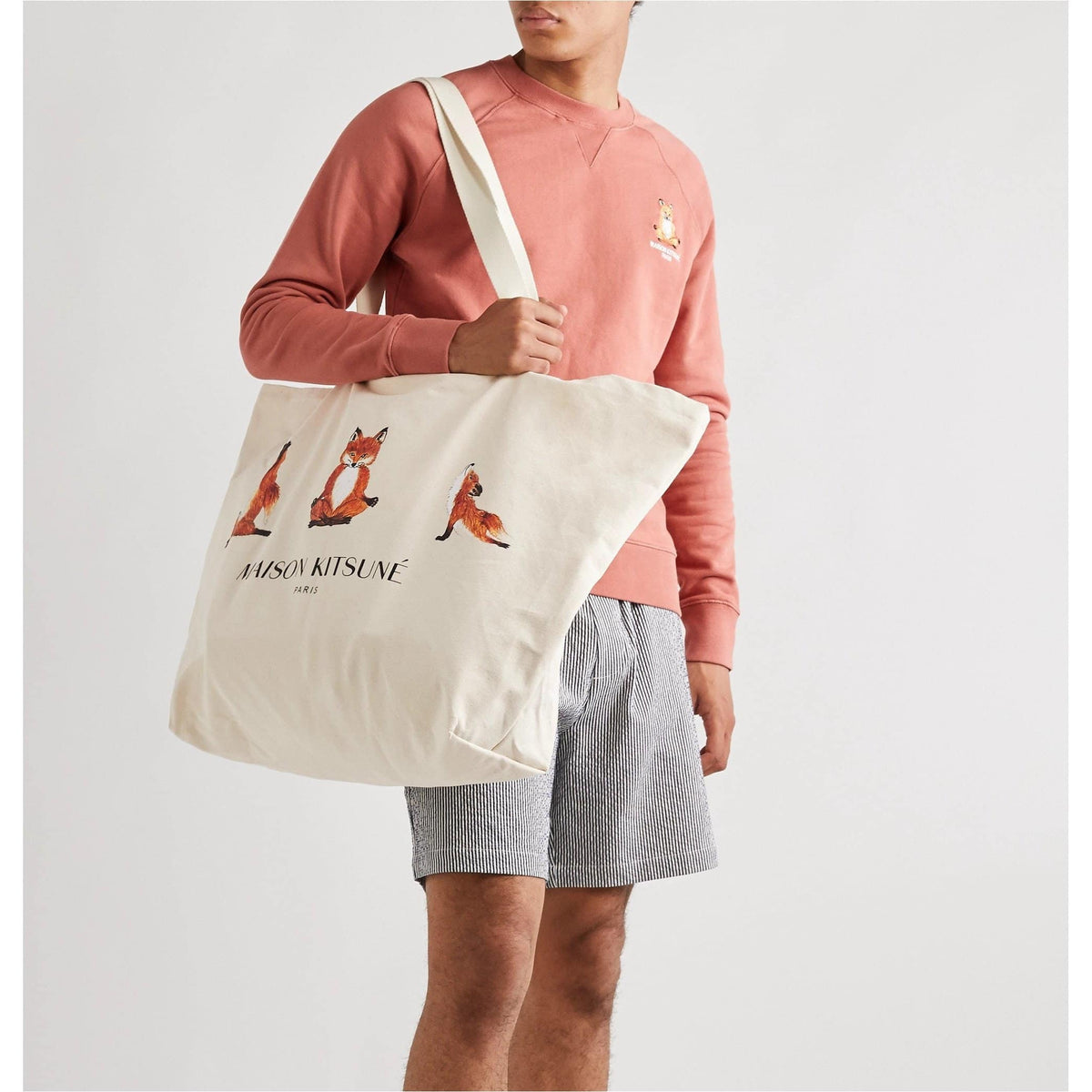 Maison Kitsune XXL Logo-Print Cotton-Canvas Tote Bag – BND Apparel